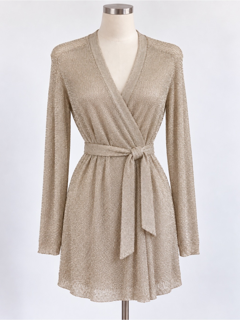 NWT Lioness Women 12 Shimmery Knit Mini Sweater Dress Belted Party Holiday